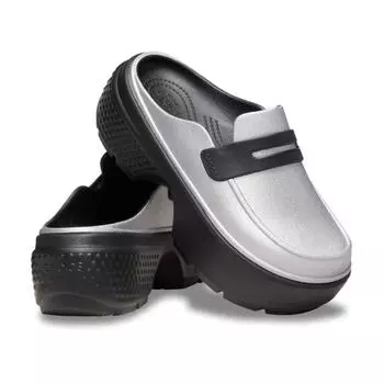 ЛОФЕРЫ CROCS common STOMP МЕТАЛЛИЧЕСКИЕ ЛОФЕРЫ SBK 24SUCL210363 SILVERBLACK Z01V/M4W6 230