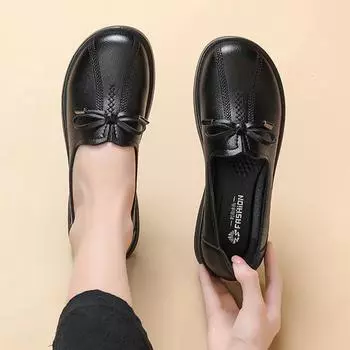 Лоферы для женщин среднего и пожилого возраста на весну и осень. Удобная повседневная кожаная обувь на мягкой нескользящей подошве для мам. 35