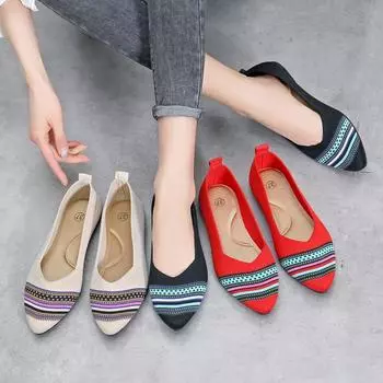 Лоферы для женщин, удобные, нарядные, повседневные, рабочие туфли на плоской подошве, легкие, дышащие, без застежек, для ходьбы, вязаные балетки, женская обувь для вождения в офисе 36