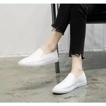 Лоферы из воловьей кожи с верхним слоем, женские весенне-летние новые повседневные универсальные туфли в корейском стиле, женская обувь из натуральной кожи, маленькие белые туфли 34