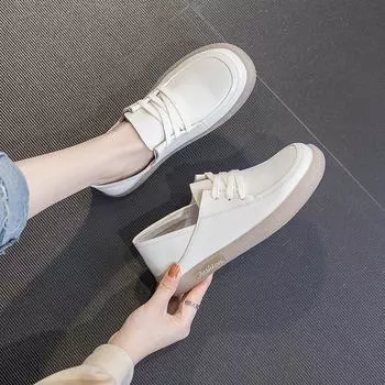 Лоферы Кожаные Белые Туфли Повседневные Одиночные Туфли 35 белый