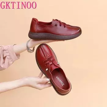 Лоферы, кроссовки из натуральной кожи для женщин, женская осенняя обувь на плоском каблуке, женские мокасины из воловьей кожи, женские туфли на плоской подошве 40 чёрный