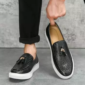 Лоферы Мужская Классическая Обувь Роскошный Бренд Обувь на Плоской Подошве Деловая Офисная Повседневная Обувь Мужские Легкие Кожаные Мокасины для Вождения 38