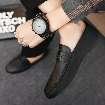 Лоферы мужские ленивые туфли мягкие кожаные туфли корейская версия повседневная обувь мужская обувь летняя мужская универсальная трендовая обувь 39