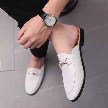 Лоферы Мужские повседневные туфли Мужские туфли на плоской подошве Muller Brogue Fashion Club Comfort Slippers Летние мужские туфли Half Drag Retro Social 38 чёрный