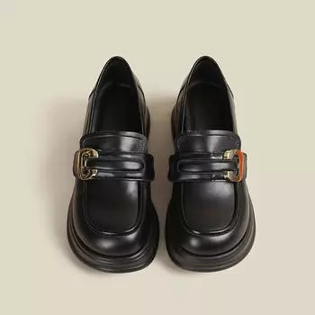 Лоферы на платформе, женские с юбками, маленькие кожаные туфли в британском стиле, повседневные туфли на толстом металлическом каблуке 34