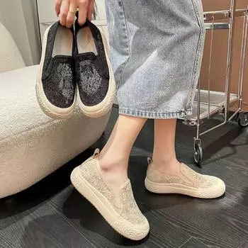 Лоферы на плоской подошве Повседневная женская обувь 35 чёрный