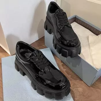 Лоферы на толстой подошве со шнуровкой, женская обувь на весну и осень, оксфорды, модная дизайнерская спортивная и повседневная обувь 35