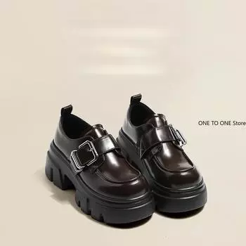 Лоферы на высоком каблуке женские 2024 Весна Британский колледж Стиль Туфли Мэри Джейн Туфли Оксфорды на толстой платформе Женская Jk Uniform Shoes 35
