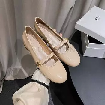 Лоферы, плоские туфли, женская обувь, роскошная мода, ретро-дизайн, лакированная кожа, каблук 2,5 см, повседневная обувь Мэри Джейн для женщин 32 абрикосовый