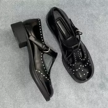 Лоферы Туфли на каблуках Женские сандалии Дизайнерские новые ретро туфли на осень Женские трендовые туфли на толстой подошве Модные туфли 35