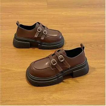 Лоферы в студенческом стиле, осенняя женская обувь в британском стиле, черные фирменные кожаные туфли с мягкой подошвой, новые удобные рабочие туфли в стиле ретро 35 чёрный