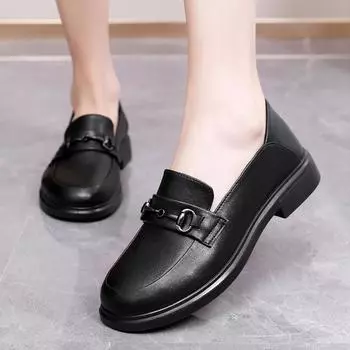 Лоферы Женская обувь Модная повседневная обувь Удобные туфли с мягкой подошвой Кожаные туфли с одной педалью 35 чёрный