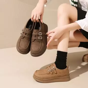 Лоферы женские толстые кожаные туфли маленькие туфли колледж Мэри Джейн туфли одинарные туфли модные женские летние туфли дышащие для жаркой погоды 35