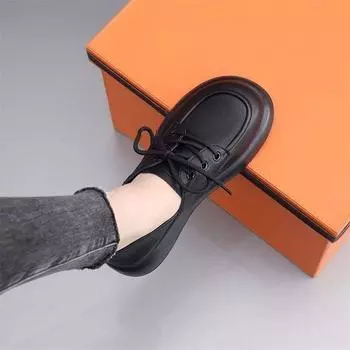 Лоферы женские туфли на плоской подошве новые двухсторонние на шнуровке нескользящие женские кожаные туфли 35 standard code