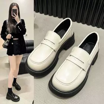 Лоферы женские туфли на толстой подошве Весенние и летние туфли Explosive Single Туфли A Footstroke в английском стиле Женские туфли Mary Jane 35 белый
