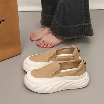 Лоферы женские весна и осень новые кожаные туфли туфли-лодочки на платформе универсальные повседневные белые туфли 35