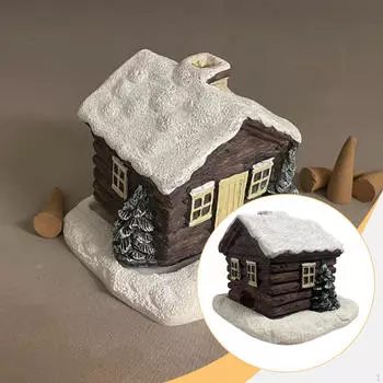 Log Cabin Incense Burner Cone Relaxation Gift Collection Resin Home Chimney Decor for