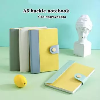 (Logo can be engraved) A5 leather buckle notebook, student diary, business meeting minutes, notepad, subject notebook A5