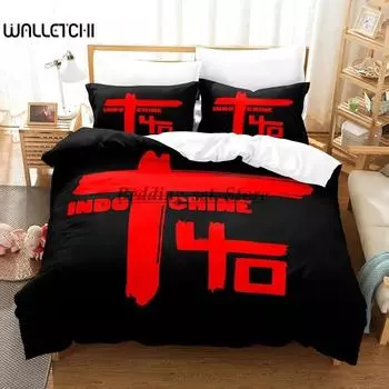Logo Indochine Rock Bedding Set Single Twin Full Queen King Size Bed Set Aldult Kid Bedroom Duvetcover Sets 3D Bed Sheet Set EU Single 135x200cm