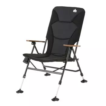 LOGOS Регулируемый гладкий стул 73311900 Складной стул для кемпинга на открытом воздухе с высокой спинкой, 4 уровня наклона, подвижная часть для установки чёрный