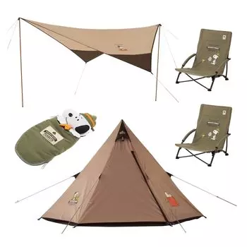 LOGOS SNOOPY Tepee Tent Tarp Set 50000110 Peanut Tent Family Tarp Tent Flame Retardant