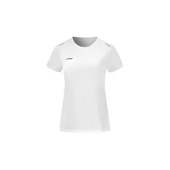 Логотип бренда Li Ning Дышащая Влагоотводящая Футболка с круглым вырезом и коротким рукавом Женские футболки Белый ATST432-7 S