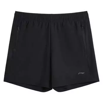 Логотип Li Ning Удобные Мягкие Быстросохнущие Шорты с Завязками Средней Посадки Повседневные Женские шорты Черный AKSV712-1 3XL