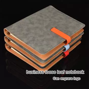 (Логотип можно выгравировать) Блокнот для деловых целей формата А5 из кожи с отрывными листами, тетрадь для записей для студентов, ежедневник с утолщенной застежкой, протоколы рабочих совещаний A5