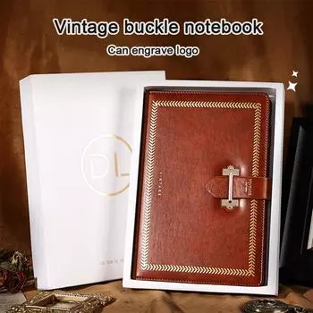 (Логотип можно выгравировать) Кожаная пряжка для блокнота А5, блокнот на руку, утолщенный студенческий дневник, блокнот, записная книжка, сменные внутренние страницы. A5