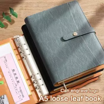 (Логотип можно выгравировать) Студенческий блокнот А5 с пряжкой, деловой блокнот с вкладными листами, дневник, протоколы рабочих встреч, журнал путешествий A5