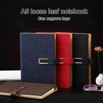 (Логотип можно выгравировать) Студенческий блокнот из тканевого материала формата А5, блокнот с отрывными листами, книга для записей деловых встреч, дневник, пряжка для предметного блокнота A5 красный