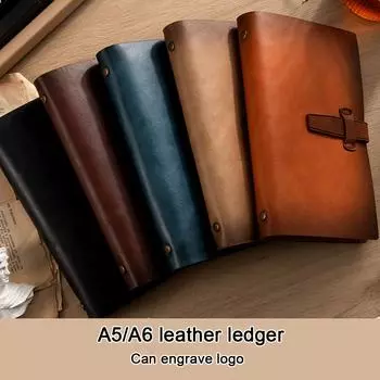 (Логотип можно выгравировать) Студенческий кожаный блокнот А5/А6 с перекидными листами, блокнот, протоколы деловых встреч, ежедневник, предметный блокнот A6 светло-коричневого