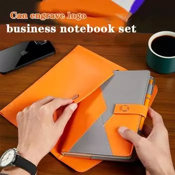 (Логотип можно выгравировать) Высококачественная деловая кожаная пряжка для блокнота А5, студенческий блокнот, журнал встреч, предметный блокнот, дневник A5