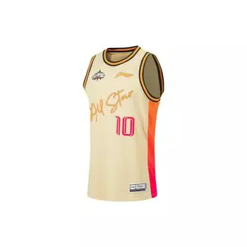 Логотип серии Li Ning CBA, узор с буквенным принтом, 22 сезона, баскетбольная майка All-Star Guangdong Hongyuan Zhao Rui 10, мужская майка, молочно-чайно-желтая AAYT697-1 XL