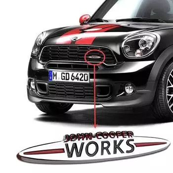 Логотип Voiture в металле 3D JCW Badge Autocollants pour Cooper Tte Grill S ONE Clubman Countryman R55 R56 F55 F56 R60 R61 F54 F57 R52 F56 чёрный