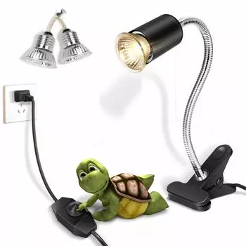Logsonic Reptile Heat Heat Lamp with Adjustable Basking Heat Light Lamp Rotatable Clip Aquarium Dimmer Switch Lamp, Clamp, Lamp, UVA/UVB 360° & (Bulb