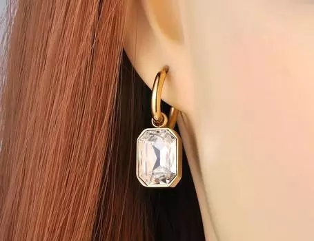 Lokaer Нержавеющая сталь геометрические квадратные серьги-кольца сверкающие серьги с кристаллами кубического циркония ювелирные изделия для женщин