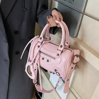 Локомотив Женская нишевая мода заклепки портативная сумка-подушка широкий плечевой ремень одно плечо сумка-мессенджер серебряный