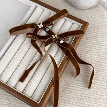 Лолита бант заколка для волос ткань Y2k заколка для волос французская длинная лента заколка для волос для девочек B