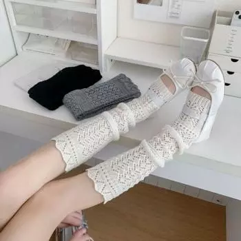 Лолита JK Calf Длинные носки Y2k Чулки средней длины Простые чулки Balletcore для девочек белый