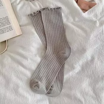 Лолита Каваи Милые Носки с Рюшами Женские Летние Тонкие Сетчатые Дышащие Свободные Длинные Носки Балетного Стиля Однотонные Черные Белые Носки EUR 34-39