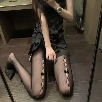 Lolita Lace Bow Fishnet Romper & White Socks for Women Flower rattan fishnet stockings