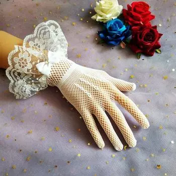 Lolita Lace Gothic Dark Photo Lace Gloves White