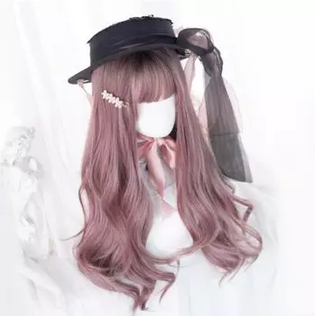 Лолита леди кудрявый длинный парик холодного розового цвета градиентный розовый коричневый пушистый милый косплей с сеткой аксессуары товары термостойкий парик для фотосессии