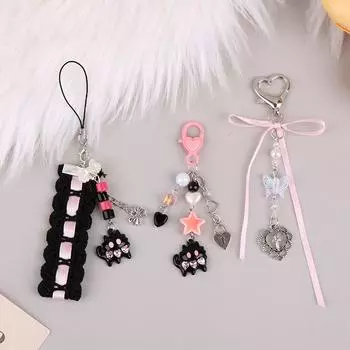 Лолита Лента Щенок Телефон Цепочка Крест Любовь Брелок Подвеска Милый Чехол Для Наушников Анти-Потерянный Ремешок Сумка Декор