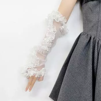 Lolita Lolita Gloves Women s Summer Thin Sweet Cute Lace Oversleeves Pure Princess Style Oversleeves White One size