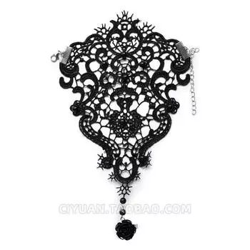 Lolita Lolita Saibo Punk Black Gothic Lace Middle Finger Ring Gloves Wristband Wrist Accessories Cool Ornament Black
