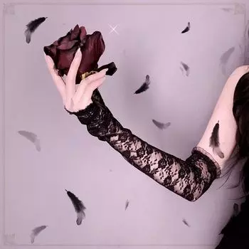 Lolita Long Women s Fancy Sexy Lace Gloves Black (S0085)