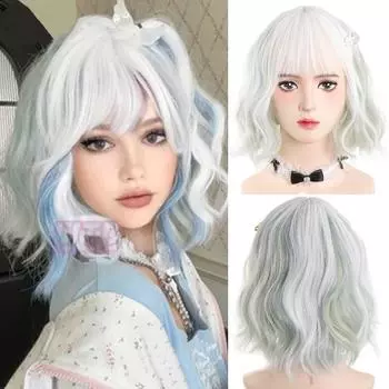 Лолита, милые JK, окрашенные точечно короткие вьющиеся волосы для девочек, парик из синтетического волокна, простой и натуральный для повседневного использования на вечеринке